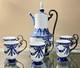 Vintage 7pc Bombay Asian Garden Blue & White 13 Coffee/tea Pot &footed Mugs Ec