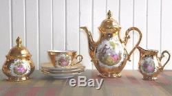 Vintage 8 Piece Porcelain 22 K RzB Fragonard Courting Couple Teapot Tea Set