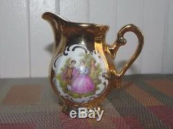 Vintage 8 Piece Porcelain 22 K RzB Fragonard Courting Couple Teapot Tea Set