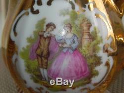 Vintage 8 Piece Porcelain 22 K RzB Fragonard Courting Couple Teapot Tea Set