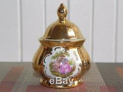 Vintage 8 Piece Porcelain 22 K RzB Fragonard Courting Couple Teapot Tea Set
