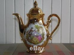 Vintage 8 Piece Porcelain 22 K RzB Fragonard Courting Couple Teapot Tea Set