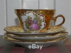 Vintage 8 Piece Porcelain 22 K RzB Fragonard Courting Couple Teapot Tea Set