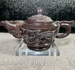 Vintage 9-Piece Set Hand Carved Stone Tea Set WithEmpaistic Dragon Tea Pot Marked