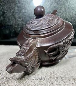 Vintage 9-Piece Set Hand Carved Stone Tea Set WithEmpaistic Dragon Tea Pot Marked
