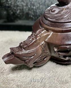 Vintage 9-Piece Set Hand Carved Stone Tea Set WithEmpaistic Dragon Tea Pot Marked