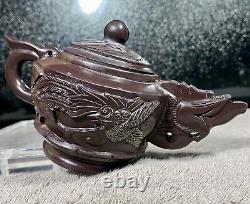 Vintage 9-Piece Set Hand Carved Stone Tea Set WithEmpaistic Dragon Tea Pot Marked