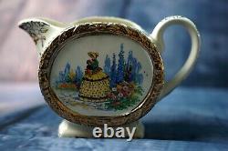 Vintage Antique 1930' Sadler Barrel''Crinoline Lady Teapot Creamer & Sugar Bowl