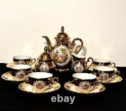 Vintage Antique Bavaria Germany HANDARBEIT GOLD 22K DEMITASSE Tea Set 17 Pieces