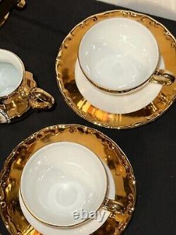 Vintage Antique Bavaria Germany HANDARBEIT GOLD 22K DEMITASSE Tea Set 17 Pieces