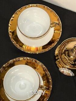 Vintage Antique Bavaria Germany HANDARBEIT GOLD 22K DEMITASSE Tea Set 17 Pieces