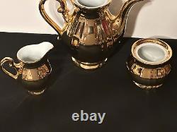 Vintage Antique Bavaria Germany HANDARBEIT GOLD 22K DEMITASSE Tea Set 17 Pieces