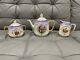 Vintage Antique Iridescent Porcelain 3 Piece Tea Set With Figures Decoration