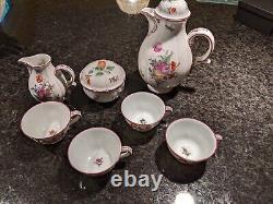 Vintage Antique Nymphenburg Porcelain Teapot, Sugar Bowl, and Creamer, 4 cups