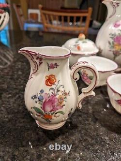 Vintage Antique Nymphenburg Porcelain Teapot, Sugar Bowl, and Creamer, 4 cups