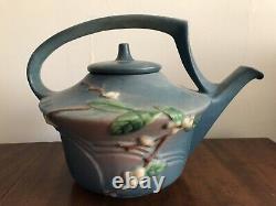 Vintage Antique Roseville Blue Snowberry Tea Set teapot sugar creamer Blue