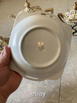 Vintage Antique Set Lot Of Nippon Tea Coffee Pot Cream Sugar Bowl Flowers Gold