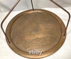 Vintage Antique Turkish Copper Teapot Set of (3) Cups, Coasters and Tray