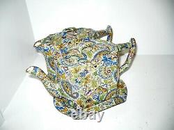 Vintage Antique Wades England Paisley 3 Piece Tea Set With Tray Teapots As Is