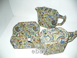 Vintage Antique Wades England Paisley 3 Piece Tea Set With Tray Teapots As Is