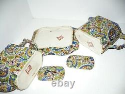 Vintage Antique Wades England Paisley 3 Piece Tea Set With Tray Teapots As Is