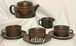 Vintage Arabia of Finland Tea Pot Set Ruska Ulla Procope Creamer 3 Cups Saucers