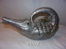 Vintage Arthur Court 1982 Alligator Crocodile Tea pot Glass Eyes Super Rare