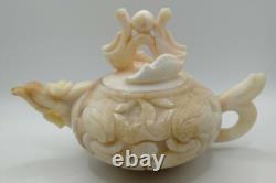 Vintage Asian Dragon Teapot Intricately Carved Jadeite