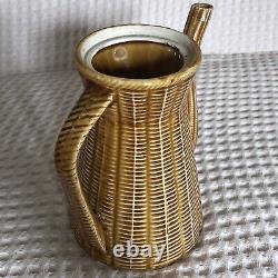 Vintage Basket Weave Japan Tea Pot Creamer Sugar Jelly Salt Pepper Shaker Set
