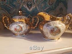 Vintage Bavaria Germany Love story teapot, gold Fragonard tea pot set