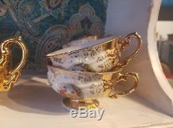 Vintage Bavaria Germany Love story teapot, gold Fragonard tea pot set