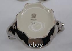 Vintage Bavaria Germany Silver Over Porcelain Teapot Creamer & Sugar 3-Piece Set