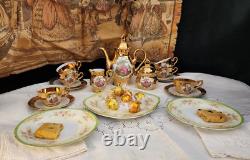 Vintage Bavaria Hand Painted Gold 24K /Couple inspired by Rococo Tea Set