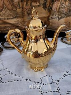 Vintage Bavaria Hand Painted Gold 24K /Couple inspired by Rococo Tea Set