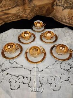 Vintage Bavaria Hand Painted Gold 24K /Couple inspired by Rococo Tea Set