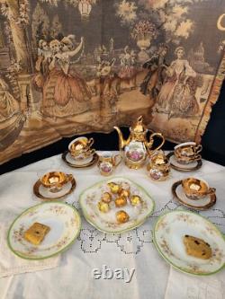 Vintage Bavaria Hand Painted Gold 24K /Couple inspired by Rococo Tea Set