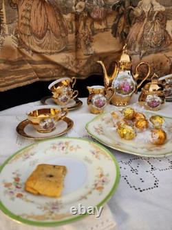 Vintage Bavaria Hand Painted Gold 24K /Couple inspired by Rococo Tea Set