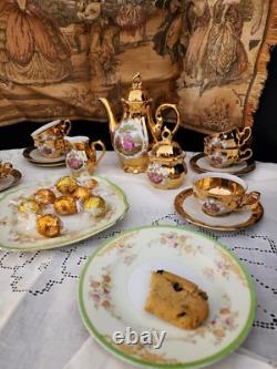 Vintage Bavaria Hand Painted Gold 24K /Couple inspired by Rococo Tea Set
