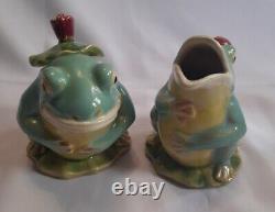 Vintage Bella Casa By Ganz Acapella Frogs Ceramic Tea Pot Creamer Sugar Bowl Set