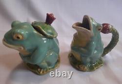 Vintage Bella Casa By Ganz Acapella Frogs Ceramic Tea Pot Creamer Sugar Bowl Set