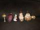 Vintage Blown Glass Ornaments Clown, Lamp, Santa, Tea Pot Set Of 6