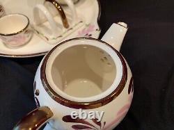 Vintage Breakfast Tea Set with Tray Grays Pottery Copper Luster Single Service