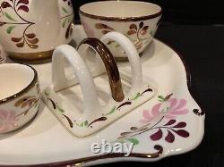 Vintage Breakfast Tea Set with Tray Grays Pottery Copper Luster Single Service