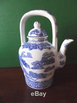Vintage CHINA BLUE Fine Porcelain MANN TEA COFFEE POT Blue BIRD