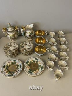 Vintage Capodimonte Cherub Mermaid Tea Pot Set Lot 33 Pieces Saucers Creamer