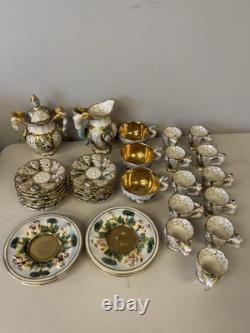 Vintage Capodimonte Cherub Mermaid Tea Pot Set Lot 33 Pieces Saucers Creamer