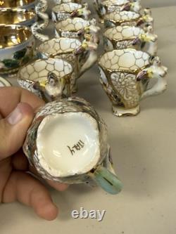 Vintage Capodimonte Cherub Mermaid Tea Pot Set Lot 33 Pieces Saucers Creamer