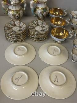 Vintage Capodimonte Cherub Mermaid Tea Pot Set Lot 33 Pieces Saucers Creamer