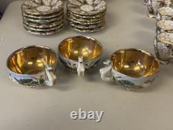 Vintage Capodimonte Cherub Mermaid Tea Pot Set Lot 33 Pieces Saucers Creamer