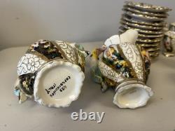 Vintage Capodimonte Cherub Mermaid Tea Pot Set Lot 33 Pieces Saucers Creamer
